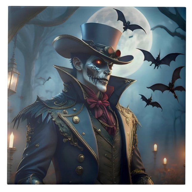 Azulejo Halloween Steampunk Sureño Gótico Zombie (Frente)