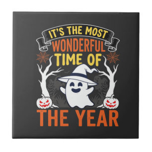 Azulejo Halloween Tiempo Maravilloso Fantasma y Calabaza V