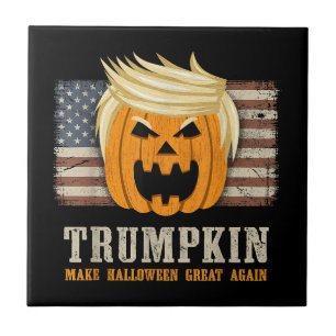 Azulejo Halloween Trumpkin Vintage US Flag Funny