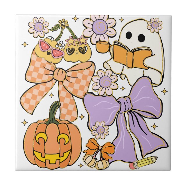 Azulejo Halloween, un profesor fantasmal (Frente)