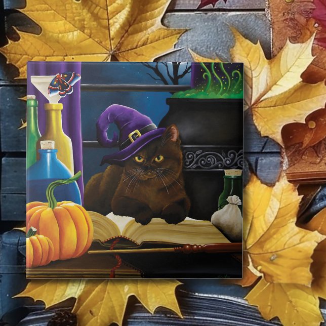 Azulejo Halloween Witch Cat Purple Magic (Subido por el creador)