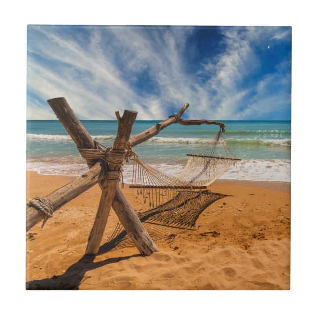 Azulejo Hamaca en un complejo playero tropical (Frente)