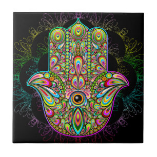 Azulejo Hamsa Fatma Hand Psychedelic Art