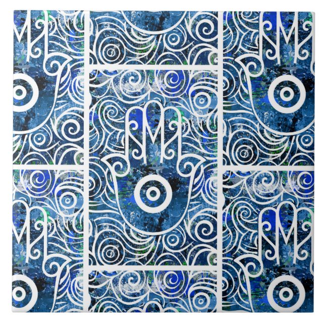 Azulejo Hamsa Swirls (Frente)