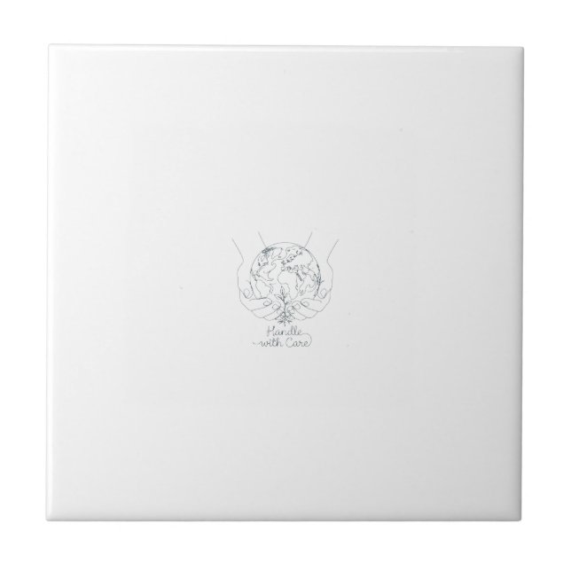 Azulejo "Handle With Care" Minimalist Earth Ceramic Tile (Frente)