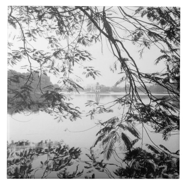 Azulejo Hanoi Vietnam, vista del lago Hoan Kiem (Frente)