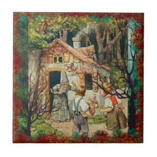 Azulejo Hansel y Gretel en el bosque   Mosaico cerámico