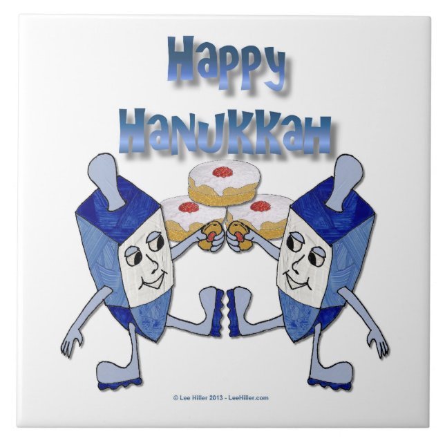Azulejo Hanukkah Dancing Dreides y Jelly Doughnut (Frente)