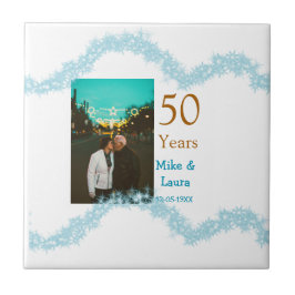 Azulejo Happy 50th anniversary add couple name date weddin