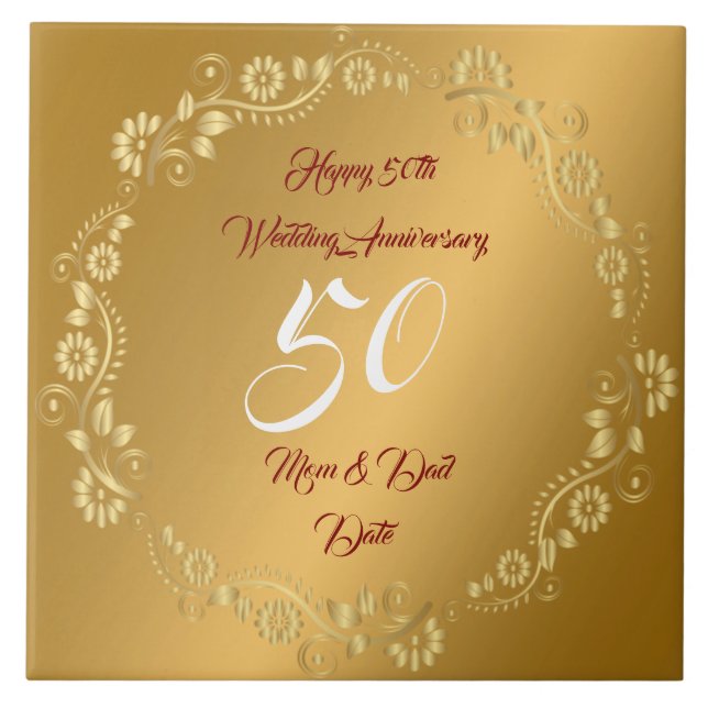 Azulejo Happy Customize Gold 50th Anniversary (Frente)
