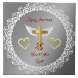 Azulejo Happy Customize Silver Lace Anniversary