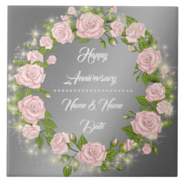 Azulejo Happy Customize Silver Rose Anniversary