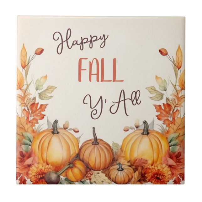Azulejo Happy Fall Pumpkin Harvest (Frente)