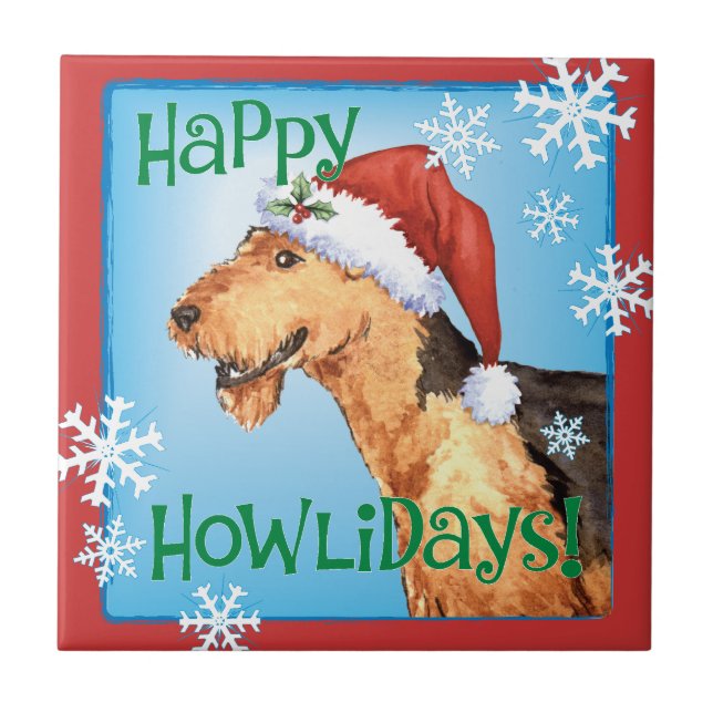 Azulejo Happy Howliday Airedale (Frente)