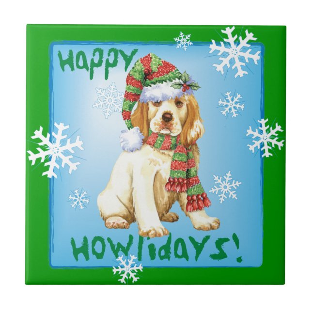 Azulejo Happy Howliday Clumber Spaniel (Frente)