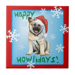 Azulejo Happy Howliday Norwegian Elkhound Ceramic Tile