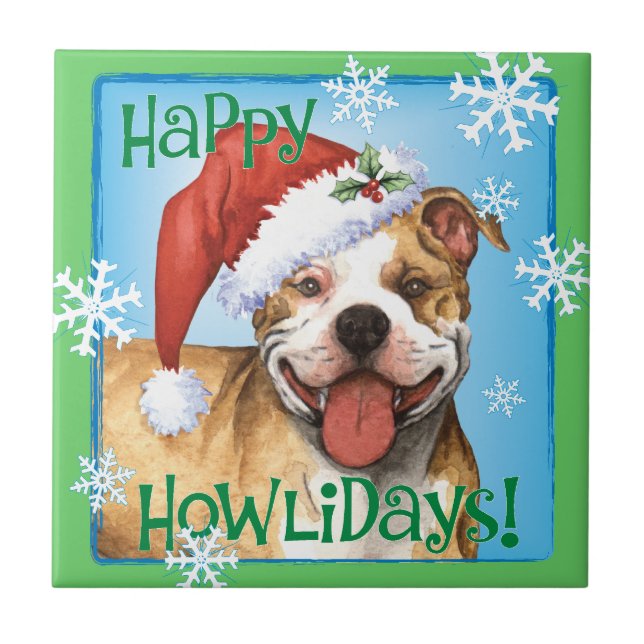 Azulejo Happy Howliday Pit Bull Terrier (Frente)