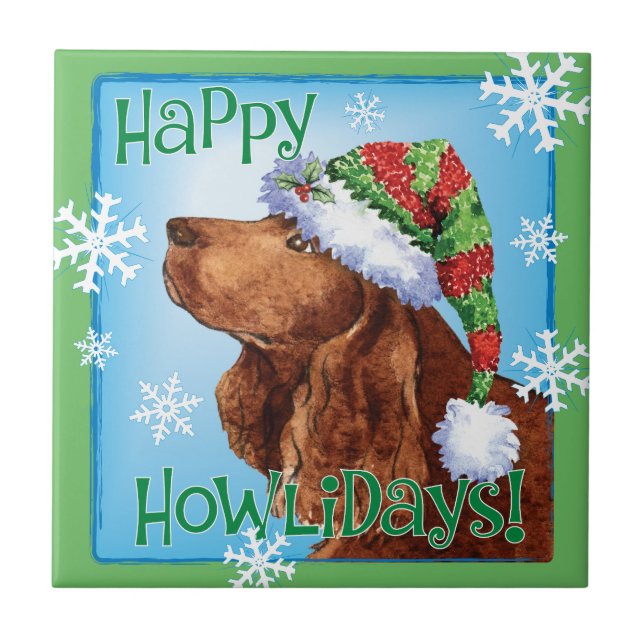 Azulejo Happy Howlidays Field Spaniel Tile (Frente)