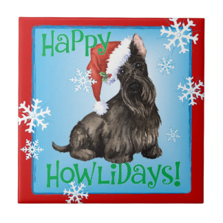Azulejo Happy Howlidays Scottish Terrier