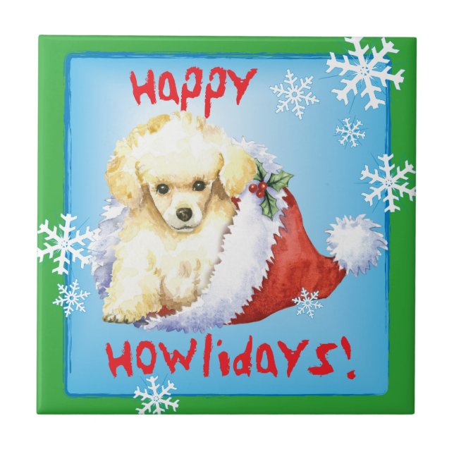 Azulejo Happy Howlidays Toy Poodle (Frente)