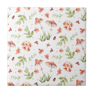 Azulejo Happy Meadow Ladybug y el hongo sin problemas