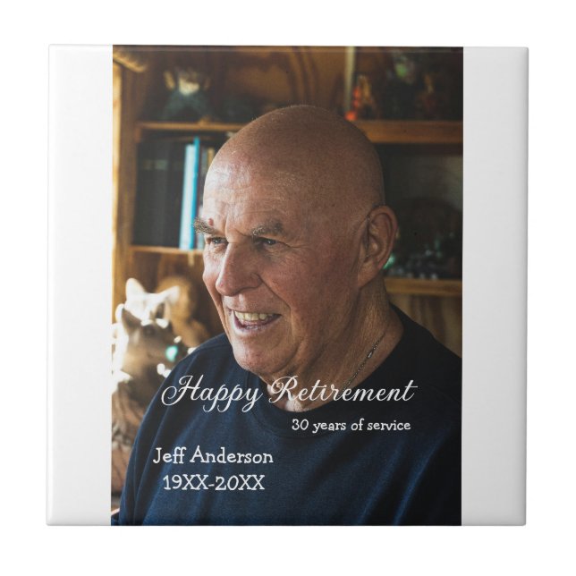 Azulejo Happy retirement add name photo years of service r (Frente)