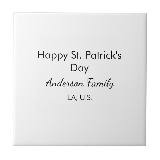 Azulejo Happy st. Patrick's day name family place simple g (Frente)