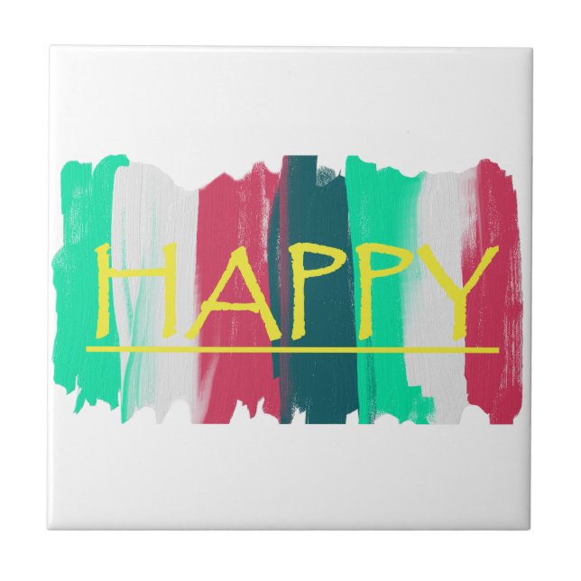 Azulejo Happy Turquoise Pink Stripes Funky (Frente)