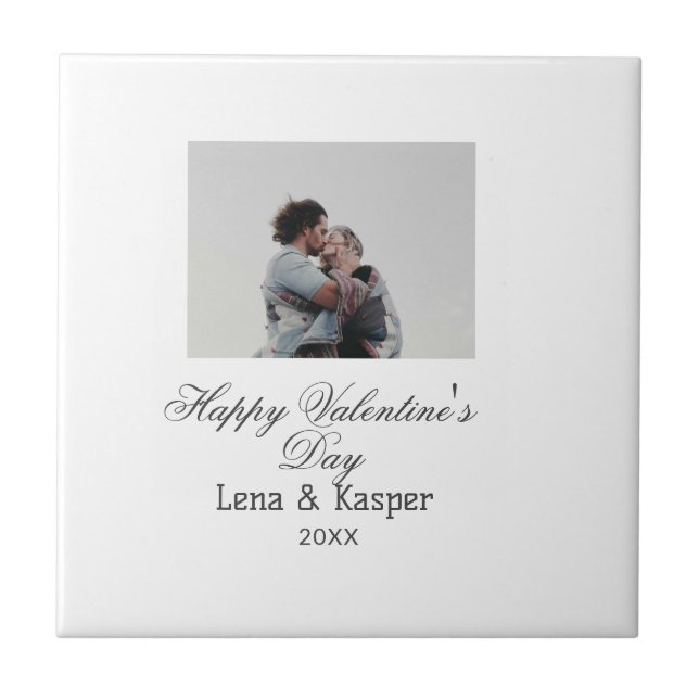 Azulejo Happy Valentine's day couple photo modern simple t (Frente)