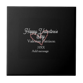 Azulejo Happy Valentine's day red glitter heart black name