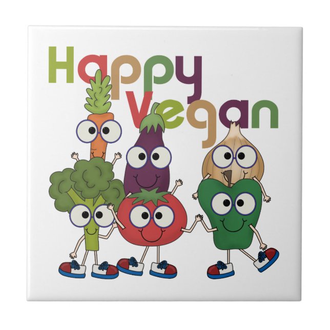Azulejo Happy Vegan (Frente)