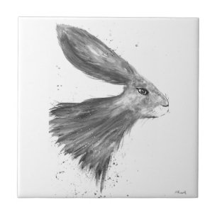 Azulejo Hare acuarela Bunny Vintage Rabbit Wild Animal