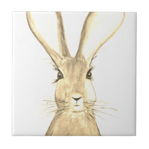 Azulejo Hare acuarela pintura Rustic Woodland Moda