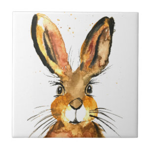 Azulejo Hare acuarela rústico Kitchen conejo animal
