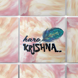 Azulejo "Hare Krishna" Peacock Feather Hindu