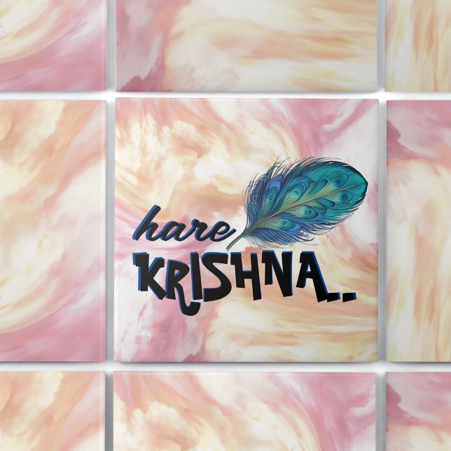 Azulejo "Hare Krishna" Peacock Feather Hindu (Subido por el creador)