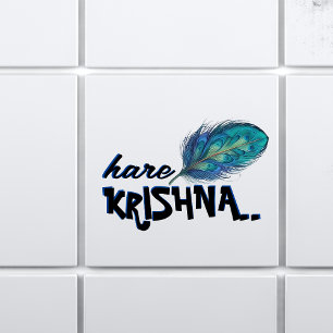Azulejo "Hare Krishna" Peacock Feather Hindu