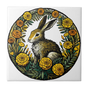 Azulejo Hare y Marigolds