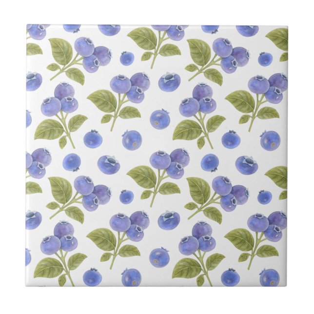 Azulejo Harina de arándano azul y hojas de arándano azul (Frente)