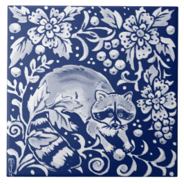 Azulejo Harina de raccoon de la Marina Azul de Cobalto