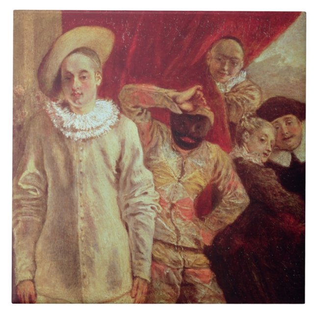 Azulejo Harlequin, Pierrot y Scapin, actores de COM (Frente)