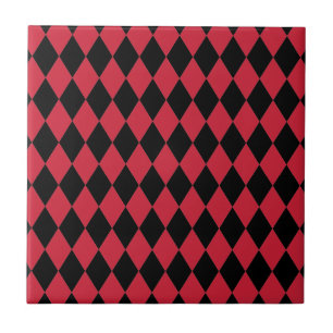 Azulejo Harlequin rojo y negro