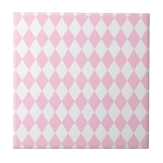 Azulejo Harlequin rosa y blanco (Frente)