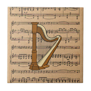 Azulejo Harp con fondo de música de hojas
