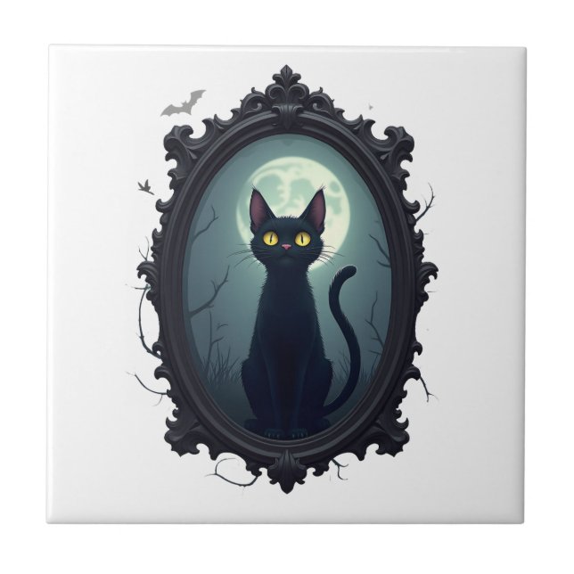 Azulejo Haunted Cat Mirror (Frente)