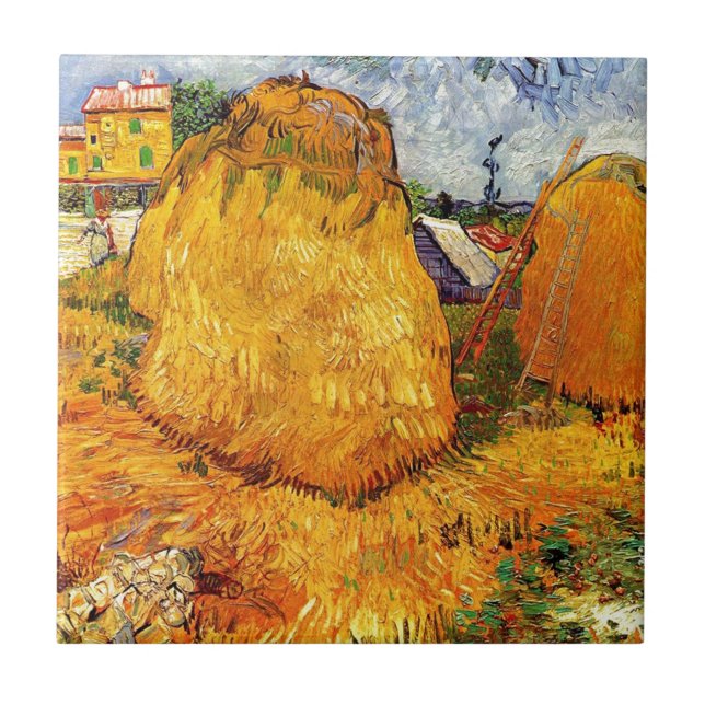 Azulejo Haystacks en Provenza de Van Gogh. (Frente)