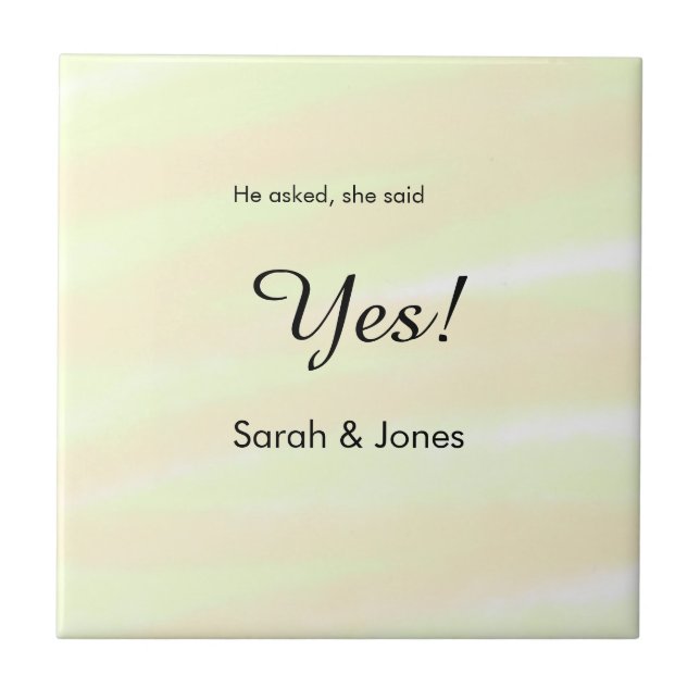 Azulejo He asked she said yes engagement yellow pastel  (Frente)
