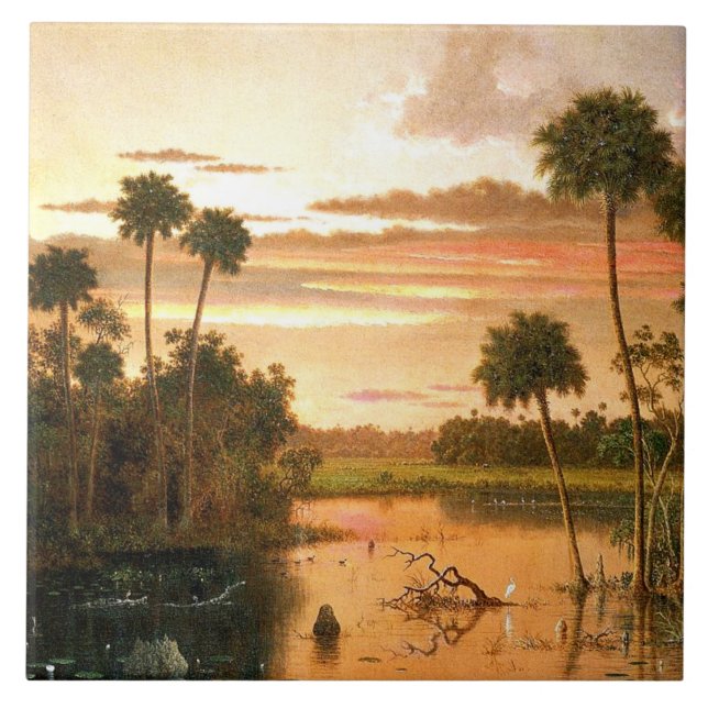 Azulejo Heade - Gran Florida Sunset, pintura de arte fino (Frente)