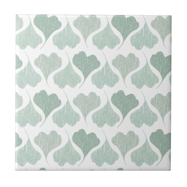 Azulejo Heart Looking Ginkgo Biloba Leaves Green Tones (Frente)