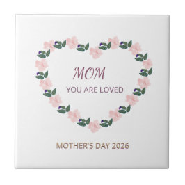 Azulejo Heart of Peonies Mom Love Message